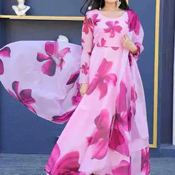 HELWIN DESIGNER Floral Printed Gown Ethnic Dress With Dupatta-image-93
