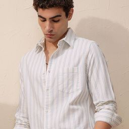HIGHLANDER Vertical Striped Slim Fit Cotton Shirt-image-71