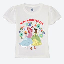 YK Disney Girls Princess Graphic Printed Round Neck Pure Cotton T-shirt-image-83