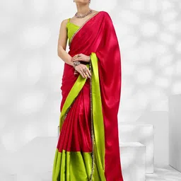 Mitera Colourblocked Mirror Work Pure Chiffon Ready to Wear Saree-picture-55