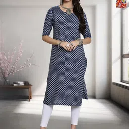 HERE&NOW Selection Of 2 Ethnic Motifs Printed Round Neck Straight Kurta-image-46