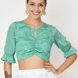 studio rasa Embroidered Ethnic Crop Top-image-22