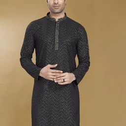 DIVISIVE Men Ethnic Motifs Embroidered Chikankari Kurta-image-43