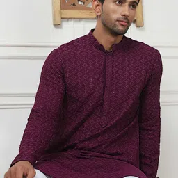 Anouk Men Embroidered Regular Sequinned Kurta with Pyjamas image 1