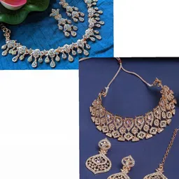VATSALYA creation Rose Gold-Plated Artificial Stone Studded Jewellery Set-image-51