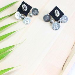 Black Tribal Cowrie Coin Earrings Queen Edition-image-97