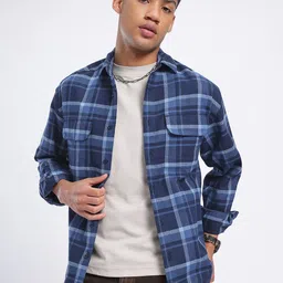 glitchez Checked Chase Oversized Shirt-image-9