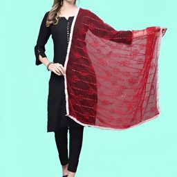 LOOM LEGACY Ethnic Motifs Embroidered Net Dupatta With Beads And Stones-13