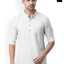 univibe Selection Of 2 Band Collar Cotton Slim Fit Straight Short Kurta-image-90