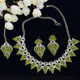 VATSALYA creation Alloy Green Jewellery Set-image-20