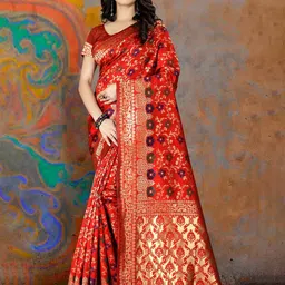F FASHION Ethnic Motifs Woven Design Zari Pure Silk Banarasi Saree-image-59