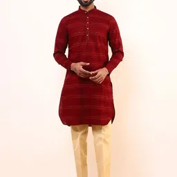 Satwaa Geometric Printed Band Collar Straight Kurta-image-1