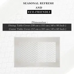 Aura Cream-Coloured 2 Pieces Floral Printed Anti-Skid Cotton 6-Seater Table Cover image 3