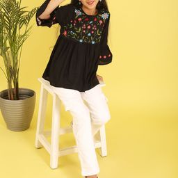 Miss & Chief Girls Floral Embroidered Bell Sleeves A-Line Regular Top-picture-47