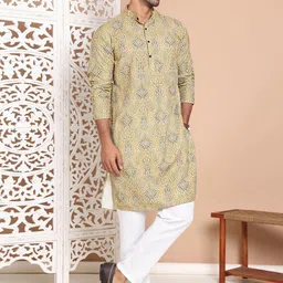 Jompers Men Paisley Printed Regular Pure Cotton Kurta with Pyjamas-image-95