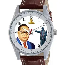 SPENCHER Men Brass Dial & Leather Textured Straps Analogue Watch Jai Bhim 9322 Brown Strap-11