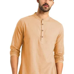 EdinWolf Band Collar Roll-Up Sleeves Slim Fit Short Kurta-45