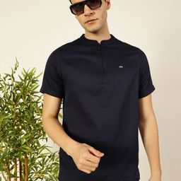 Thomas Scott Men Solid Mandarin Collar Cotton T-Shirt-image-97