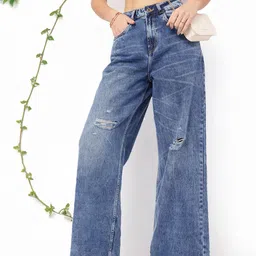 DressBerry Women Effortless Edges Pure Cotton Baggy Fit Jeans-image-60