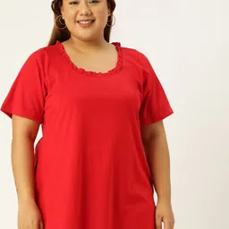 theRebelinme Women Plus Size Cotton Solid Round Neck T-shirt-image-11