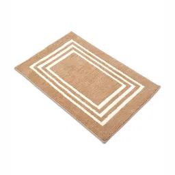 Encasa Homes Beige & White Printed 210 GSM Microfibre Rectangular Bath Rug-45