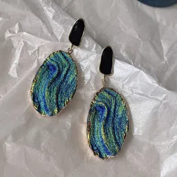 AQUASTREET 14K Gold Plated Anti-tarnish Party wear Blue Statement Resin Earrings-13