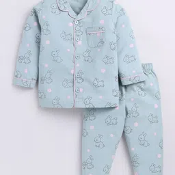 BABY GO Boys Printed Lapel Collar Pure Cotton Shirt with Pyjama-35