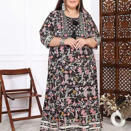 FLAVIA CREATION Women Plus Size Floral Printed A-Line Kurta-9