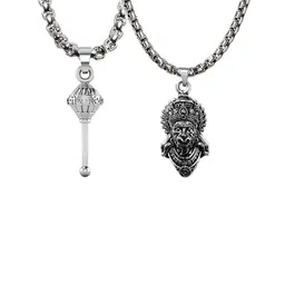 Uniqon Set Of 2 Mahavir Mahabali Hanuman Face And Gada Locket Pendants with Chains image 4