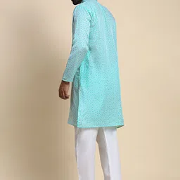 Pro-Ethic STYLE DEVELOPER Men Angrakha Sequinned Pure Cotton Kurta with Pyjamas image 4