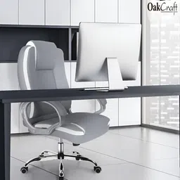 Oakcraft Grey Leatherette Adjustable Seat Height Study Arm Chair-image-50