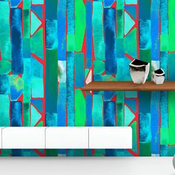 ArtzFolio Printed UV-Resistant Anti-Bacterial Green Kaleidoscope CrossPeel & Stick Wallpaper-image-88