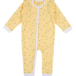 My Milestones Infant Girls Lemon Printed Pure Cotton Rompers-image-12
