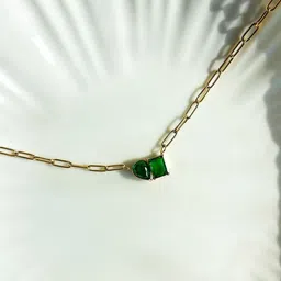 Palli Creation Stainless Steel Gold-Plated Stones Studded Square Pendent With Chain-image-60