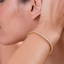 PALMONAS Gold-Plated Cubic Zirconia Stone Studded Wraparound Bracelet-14