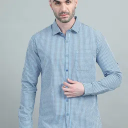 RIGS AND RAGS Men Classic Micro Checks Opaque Checked Casual Shirt-picture-5