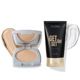 FLiCKA 2Pcs Makeup Combo - Get Set Go SPF Primer & The Base Story Matte Finish Compact-12