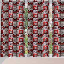 POORAK Red 3 Pieces Floral Sheer Window Curtain-image-36