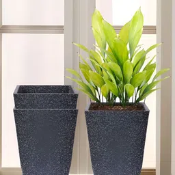 RUBOXA Marble Tower 3-Pcs Black UV-ProtectedPlanters With Tray-image-49