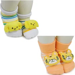 NESKA MODA 6 To 12 Months Baby Set Of 2 Pair Cotton Anti Slip Face Ankle Socks/ Booties-image-85