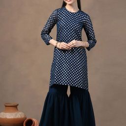 FASHION DREAM Girls Floral Printed Regular Kurta with Sharara-image-65