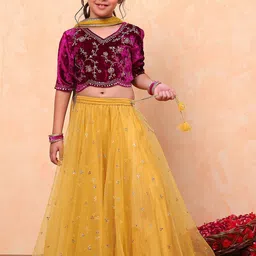 Biba Girls Beads and Stones Ready to Wear Lehenga & Blouse With Dupatta-picture-24