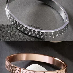 The Roadster Lifestyle Co Men Set Of 2 Rhodium-Plated Kada Bracelets-image-85