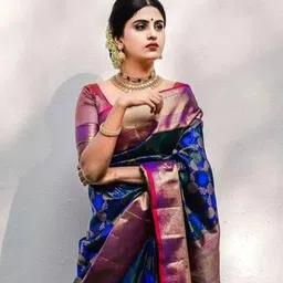 HERE&NOW Woven Design Zari Pure Silk Banarasi Saree-picture-27