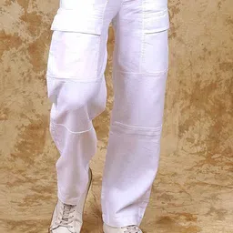 BLUEBIRD Men Cotton Smart Loose Fit Cargos Trousers-image-59