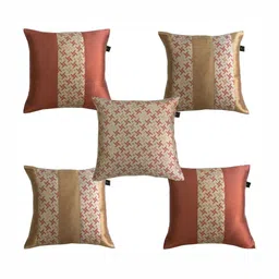 Lushomes Beige Set of 5 Square Cushion Covers-image-64