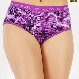 GOTO Pack Of 2 Printed Bikini Briefsnylon print outer elastic Olive-Purple 2ps-picture-14