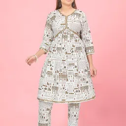 BAESD Girls Floral Printed Empire Pure Cotton Kurta with Trousers-picture-8