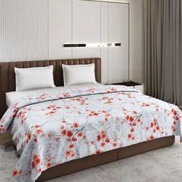 Monte Carlo Red & Grey Floral AC Room 210 GSM Double Bed Blanket-image-30
