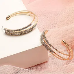 DressBerry Gold-Plated Artificial Stone Studded Contemporary Drop Earrings-6